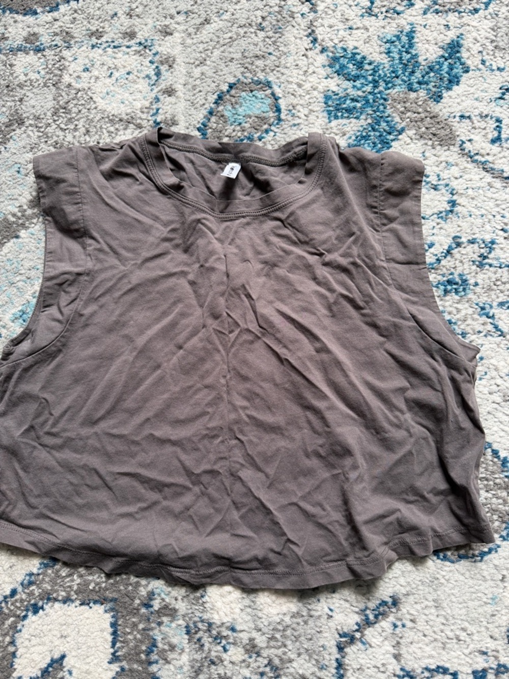 Cropped Sleeveless Tank Top in Charcoal Gray